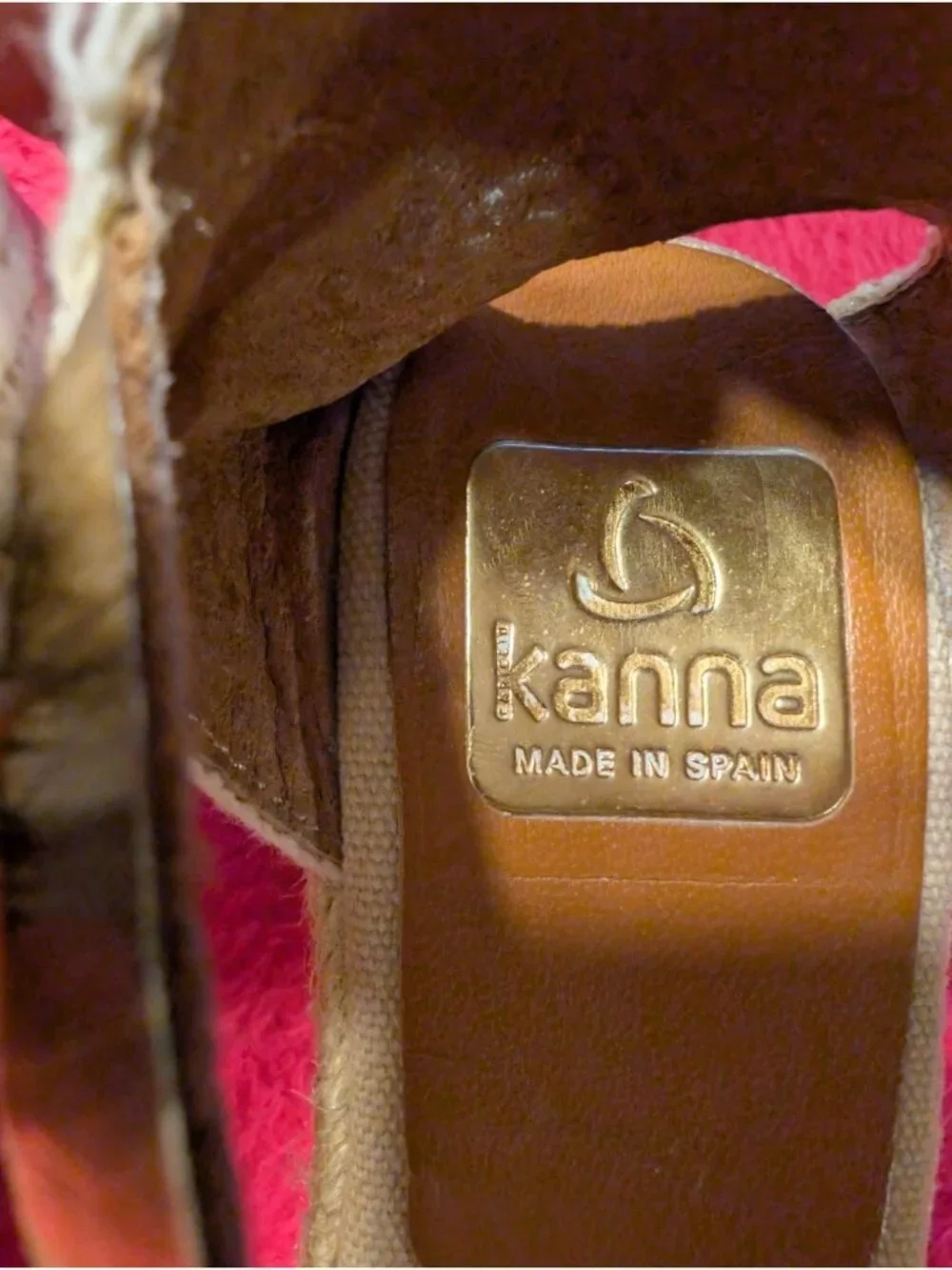 Kanna Spain Snake Print Espadrille Wedge Sandals Womens 38 US 7.5 8 Ankle Strap